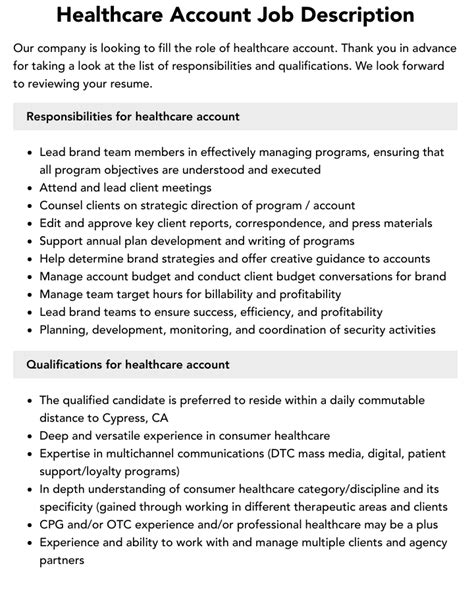 Job: CSR for Healthcare Account .